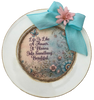 PLATE CHARGER CREAM With Brown Border PLASTIC ROUND DECOUPAGED Upcycled Repurposed Wall Art or Shelf Sitter LIFE IS LIKE A FLOWER Home Decor Gift WEDDING - JAMsCraftCloset