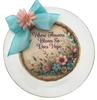 PLATE CHARGER CREAM With Brown Border PLASTIC ROUND DECOUPAGED Upcycled Repurposed Wall Art or Shelf Sitter WHERE FLOWERS BLOOM SO DOES HOPE Home Decor Gift WEDDING - JAMsCraftCloset