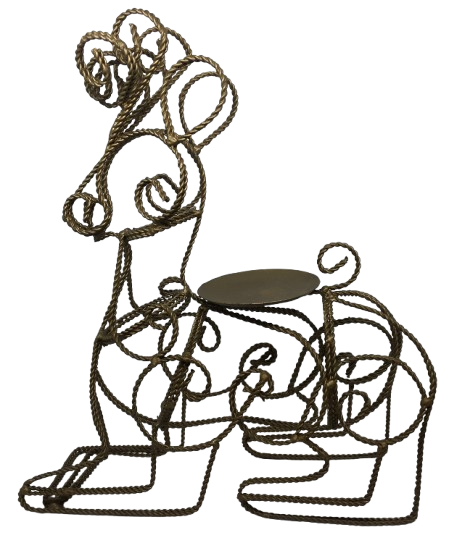 Reindeer Candle Holder Vintage Twisted Heavy Rope Wire Holiday Christmas Centerpiece Gift Idea Collectible - JAMsCraftCloset