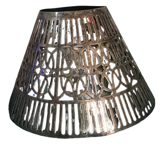 Antique Gorham Co. Pierced Silver Plate Lamp Shade Very Ornate Art Nouveau Metal Candle Topper Collectible Gift Idea - JAMsCraftCloset