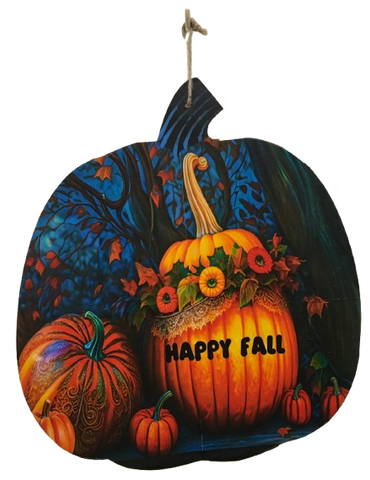 LARGE WOODEN PUMPKIN Handmade and Hand Painted Wall Art Shelf Sitter HAPPY FALL Decoupaged FALL Decor Gift Idea Door Decor Home Decor Unique - JAMsCraftCloset