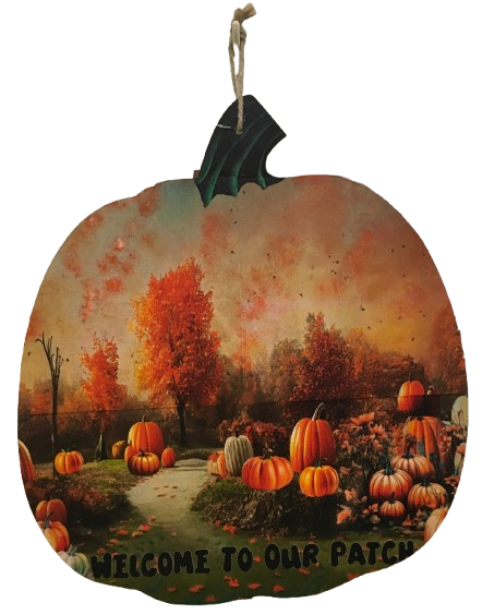 LARGE WOODEN PUMPKIN Handmade and Hand Painted Wall Art Shelf Sitter WELCOME TO OUR PATCH Decoupaged FALL Decor Gift Idea Door Decor Home Decor Unique - JAMsCraftCloset