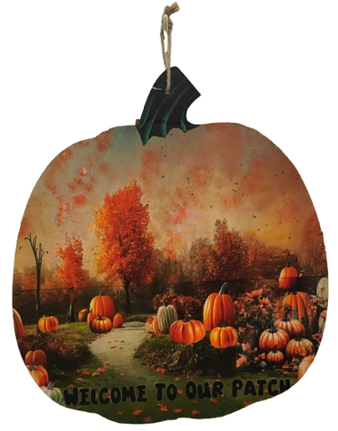 LARGE WOODEN PUMPKIN Handmade and Hand Painted Wall Art Shelf Sitter WELCOME TO OUR PATCH Decoupaged FALL Decor Gift Idea Door Decor Home Decor Unique - JAMsCraftCloset