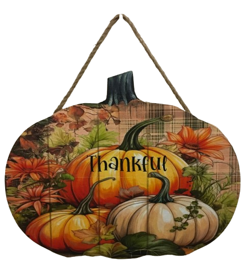LARGE WOODEN PUMPKIN Handmade and Hand Painted Wall Art Shelf Sitter THANKFUL - PUMPKINS Decoupaged FALL Decor Gift Idea Door Decor Home Decor Unique - JAMsCraftCloset