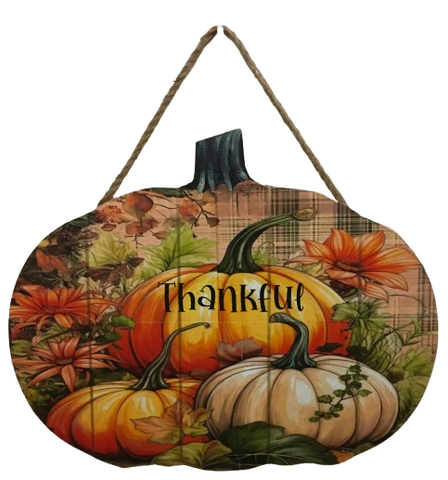LARGE WOODEN PUMPKIN Handmade and Hand Painted Wall Art Shelf Sitter THANKFUL - PUMPKINS Decoupaged FALL Decor Gift Idea Door Decor Home Decor Unique - JAMsCraftCloset