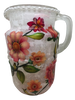 Glass PITCHER Decoupaged VIBRANT FLORAL Wedding Decor Shelf Sitter Basket Shabby Chic Victorian BoHo Home Decor Gift Idea - JAMsCraftCloset