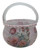 Glass BASKET Decoupaged PINK ROSES Wedding Decor Shelf Sitter Basket Shabby Chic Victorian BoHo Home Decor Gift Idea - JAMsCraftCloset