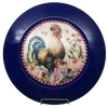 PLATE CHARGER NAVY BLUE PLASTIC ROUND DECOUPAGED Upcycled Repurposed Wall Art or Shelf Sitter HEN PINK ROSES Kitchen Decor Home Decor Wall Art Gift WEDDING - JAMsCraftCloset