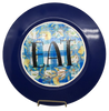 PLATE CHARGER NAVY BLUE PLASTIC ROUND DECOUPAGED Upcycled Repurposed Wall Art or Shelf Sitter EAT Kitchen Decor Home Decor Wall Art Gift WEDDING - JAMsCraftCloset