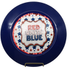 PLATE CHARGER NAVY BLUE PLASTIC ROUND DECOUPAGED Upcycled Repurposed Wall Art or Shelf Sitter RED WHITE BLUE 4TH OF JULY Decor Kitchen Decor Home Decor Wall Art Gift WEDDING - JAMsCraftCloset