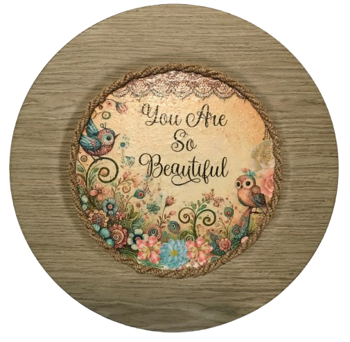Plastic Light Brown Wood Grain CHARGER PLATE Farmhouse Country Wall Art YOU ARE SO BEAUTIFUL Handmade Valentine's Day Gift Idea - JAMsCraftCloset