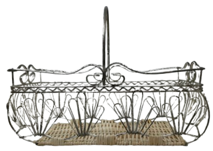 Basket Vintage Heavier Silver Wire With Patina Showing Rectangle With Handle Easter Storage Home Decor- JAMsCraftCloset