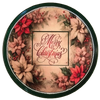 Pizza Pan SMALL Dark Green MERRY CHRISTMAS POINSETTIAS Farmhouse Country Home CHRISTMAS Decor Wall Art Shelf Sitter Handmade Hand Painted Repurposed Upcycled Gift Idea - JAMsCraftCloset