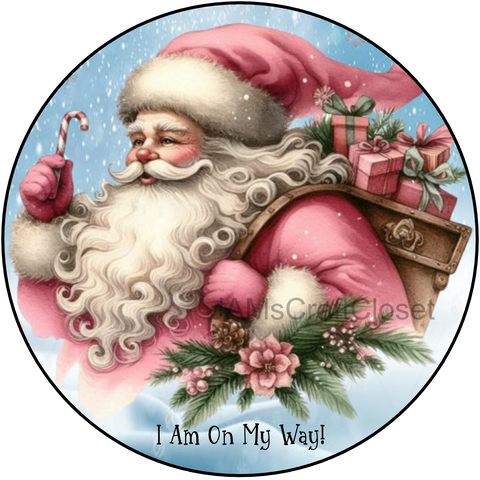 ROUND Digital Graphic Design SANTA - I AM ON MY WAY - &nbsp;CHRISTMAS DESIGN PNG-JPEG-PDF-SVG-Decoupage-Sublimation Design Graphic Country Farmhouse Home Decor HOLIDAY Decor Gift Crafters Delight - JAMsCraftCloset