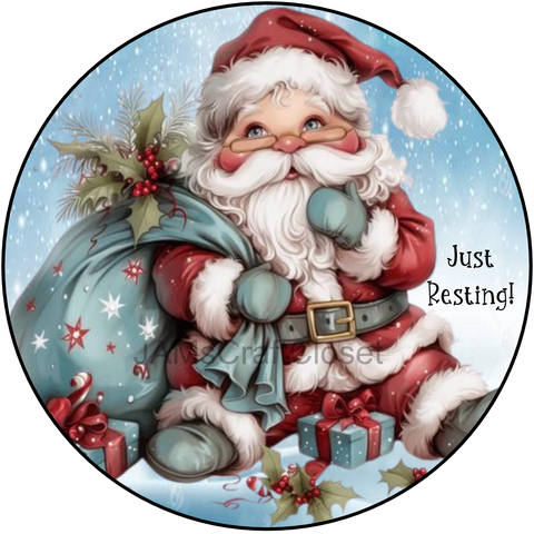 ROUND Digital Graphic Design SANTA - JUST RESTING - &nbsp;CHRISTMAS DESIGN PNG-JPEG-PDF-SVG-Decoupage-Sublimation Design Graphic Country Farmhouse Home Decor HOLIDAY Decor Gift Crafters Delight - JAMsCraftCloset