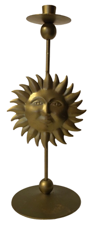 Gold Metal Vintage Candle Stick Holder SUN FACE Home Decor Celestial Candle Holders, Solstice Gift Idea - JAMsCraftCloset