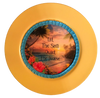 CHARGER PLATE YELLOW PLASTIC ROUND BEACH THEME - DECOUPAGED Upcycled Repurposed Wall Art or Shelf Sitter LET THE SEA QUIET THE NOISE Home Decor Gift - JAMsCraftCloset