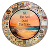 PLATE PLASTIC ROUND Beachy Border DECOUPAGED Upcycled Repurposed Wall Art or Shelf Sitter LET THE SEA QUIET THE NOISE Beach Theme Home Decor Gift - JAMsCraftCloset