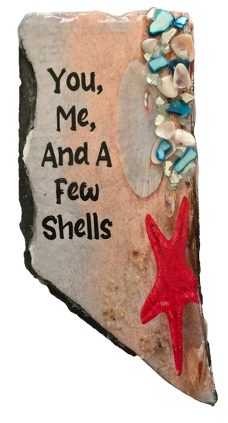 Antique West Virginia Roof Decoupaged YOU ME AND A FEW SHELLS - Beach Theme 3-D Embellishments Shells and Sand Handmade Wall Art Unique Beach Lake House Gift- JAMsCraftCloset