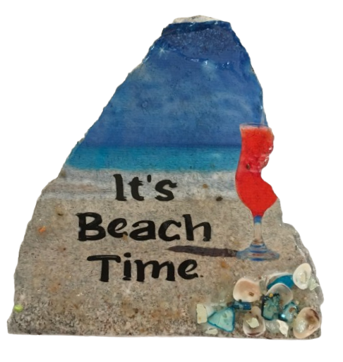 Antique West Virginia Roof Decoupaged ITS BEACH TIME Beach Theme 3-D Embellishments Shells and Sand Handmade Wall Art Unique Beach Lake House Gift - JAMsCraftCloset