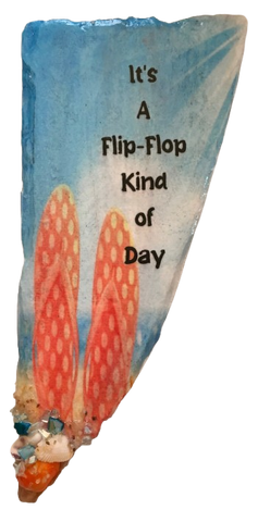 Antique West Virginia Roof Decoupaged ITS A FLIP-FLOP KIND OF DAY Beach Theme 3-D Embellishments Shells and Sand Handmade Wall Art Unique Beach Lake House Gift - JAMsCraftCloset