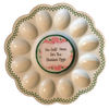 WHITE PLASTIC ROUND DEVILED EGG HOLDER Decoupaged Hand Painted IM HERE FOR THE DEVILED EGGS - Home KITCHEN Decor Shelf Sitter - JAMsCraftCloset