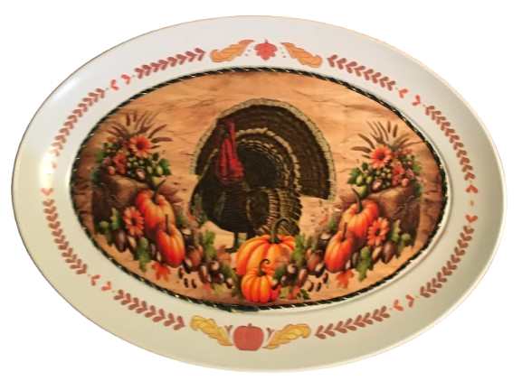 Plastic OVAL WHITE TRAY Farmhouse Country Kitchen Home Thanksgiving Decor TURKEY AND PUMPKINS Wall Art Shelf Sitter Handmade &nbsp;- JAMsCraftCloset