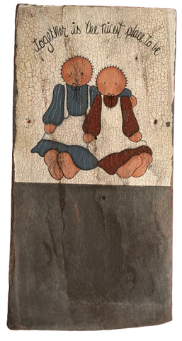 Antique Roof Slate and Chalkboard Vintage Hand Painted TOGETHER IS THE NICEST PLACE TO BE Gift Primitive Country Farmhouse Home Decor Wall Art Family Gift - JAMsCraftCloset