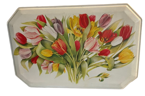 Tin Vintage TULIPS Flip-Top - Decorative Tin Metal Made In England Tin Collector Tin Storage Collectible Gift - JAMsCraftCloset