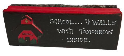Vintage BLACK AND RED SCHOOLHOUSE ERASER Office Decor Desk Decor Teacher Gift Student Gift