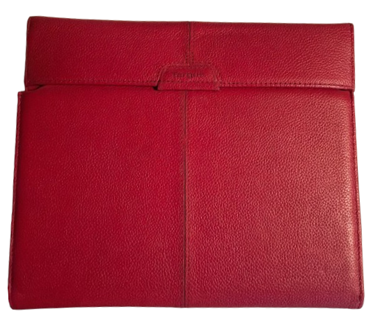 Vintage Leather Portfolio iPad Case RED 10” x 8.5” Tucked In Closure USED Shows Some Wear On Inside - JAMsCraftCloset
