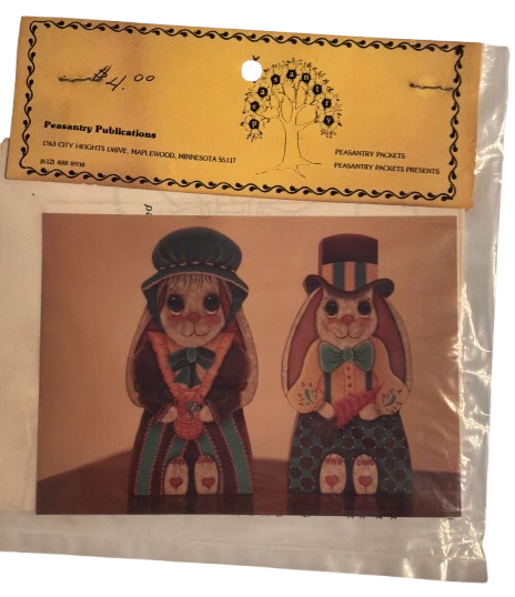 Vintage DIY Painting Packet #34 BUNNY CANDLE HOLDERS Craft Supply Pattern - JAMsCraftCloset