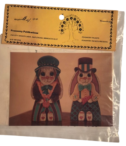 Vintage DIY Painting Packet #34 BUNNY CANDLE HOLDERS Craft Supply Pattern - JAMsCraftCloset