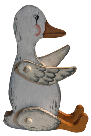 Wooden GRAY DUCK With Movable Wings and Feet Hand Painted Hand Cut Handmade by my Dad Kitchen Decoration Wall Art Tier Tray Decor Nursery Bathroom Home Decor Folk Art Primitive Gift Idea Unique Farmhouse Country Decor - JAMsCraftCloset