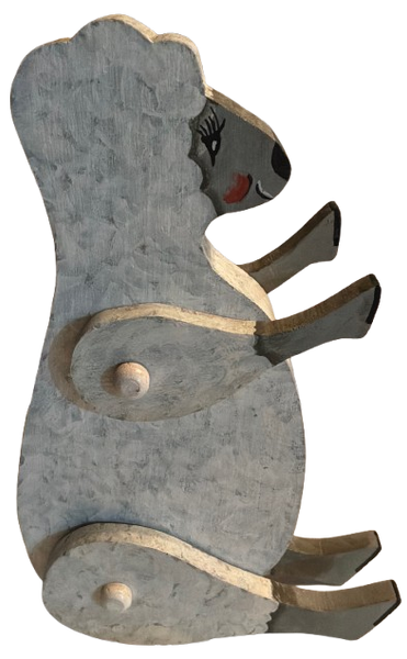 Wooden GRAY LAMB/SHEEP With Movable Wings and Feet Hand Painted Hand Cut Handmade by my Dad Kitchen Decoration Wall Art Tier Tray Decor Nursery Bathroom Home Decor Folk Art Primitive Gift Idea Unique Farmhouse Country Decor - JAMsCraftCloset