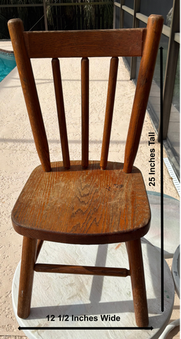 Childs Chair Oak With Spindles Vintage Good Condition Shows Wear From Use Collectible Kids Room Decor Hang for Knick Knacks {{ JAMsCraftCloset }}