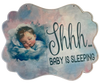 Large FANCY SHAPED Wooden Decoupaged NURSERY SIGN Farmhouse Country Wall Art BABY SLEEPING - BOY and GIRL Handmade BABY SHOWER Gift Idea Crafters Delight