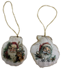 SCALLOP SEASHELL CHRISTMAS ORNAMENT- Set 6 BEACH COASTAL DECOR - Handmade Hand Painted DECOUPAGED Repurposed Upcycled Gift SET OF 2 Ornaments - JAMsCraftCloset