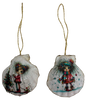 SCALLOP SEASHELL CHRISTMAS ORNAMENT- Set 8 BEACH COASTAL DECOR - Handmade Hand Painted DECOUPAGED Repurposed Upcycled Gift SET OF 2 Ornaments - JAMsCraftCloset