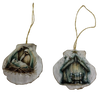 SCALLOP SEASHELL CHRISTMAS ORNAMENT- Set 9 BEACH COASTAL DECOR - Handmade Hand Painted DECOUPAGED Repurposed Upcycled Gift SET OF 2 Ornaments