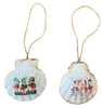 SCALLOP SEASHELL CHRISTMAS ORNAMENT- Shell FLAMINGO Christmas Ornaments SET 3 - BEACH COASTAL DECOR - Handmade Hand Painted DECOUPAGED Repurposed Upcycled Gift SET OF 2 Ornaments - JAMsCraftCloset