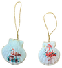 SCALLOP SEASHELL CHRISTMAS ORNAMENT- Shell FLAMINGO Christmas Ornaments SET 6 - BEACH COASTAL DECOR - Handmade Hand Painted DECOUPAGED Repurposed Upcycled Gift SET OF 2 Ornaments - JAMsCraftCloset