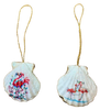 SCALLOP SEASHELL CHRISTMAS ORNAMENT- Shell FLAMINGO Christmas Ornaments SET 5 - BEACH COASTAL DECOR - Handmade Hand Painted DECOUPAGED Repurposed Upcycled Gift SET OF 2 Ornaments - JAMsCraftCloset