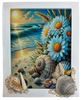 Framed Decoupage On Glass - Beach Coastal Theme - Daisies Seagrass Shells - Wall Art Handmade Home Decor {{ JAMsCraftCloset }}