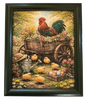 Vintage Wood Frame Decoupaged on Glass - Hen With Chicks in Wagon - Shelf Sitter Handmade Country Farm Decor Wall Art Gift - JAMsCraftCloset