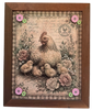 Vintage Wood Frame Decoupaged on Glass - Hen With Chicks Buttons - Shelf Sitter Handmade Country Farm Decor Wall Art Gift - JAMsCraftCloset