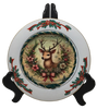 Glass PLATE Round CHRISTMAS DEER 3 Country Farmhouse Kitchen Shelf Sitter Handmade Decoupaged Repurposed Upcycled Birthday Gift Idea - JAMsCraftCloset