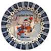 PLATE PLASTIC ROUND Blue and White DECOUPAGED Upcycled Repurposed Wall Art or Shelf Sitter I'D MELT FOR YOU 2 Christmas Holiday Snowman Home Decor Wall Art Gift WEDDING- JAMsCraftCloset