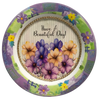 PLATE FLORAL PLASTIC ROUND DECOUPAGED Upcycled Repurposed Wall Art or Shelf Sitter HAVE A BEAUTIFUL DAY Green Background Home Decor Wall Art Gift WEDDING - JAMsCraftCloset