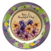 PLATE FLORAL PLASTIC ROUND DECOUPAGED Upcycled Repurposed Wall Art or Shelf Sitter HAVE A BEAUTIFUL DAY YELLOW Background Home Decor Wall Art Gift WEDDING - JAMsCraftCloset